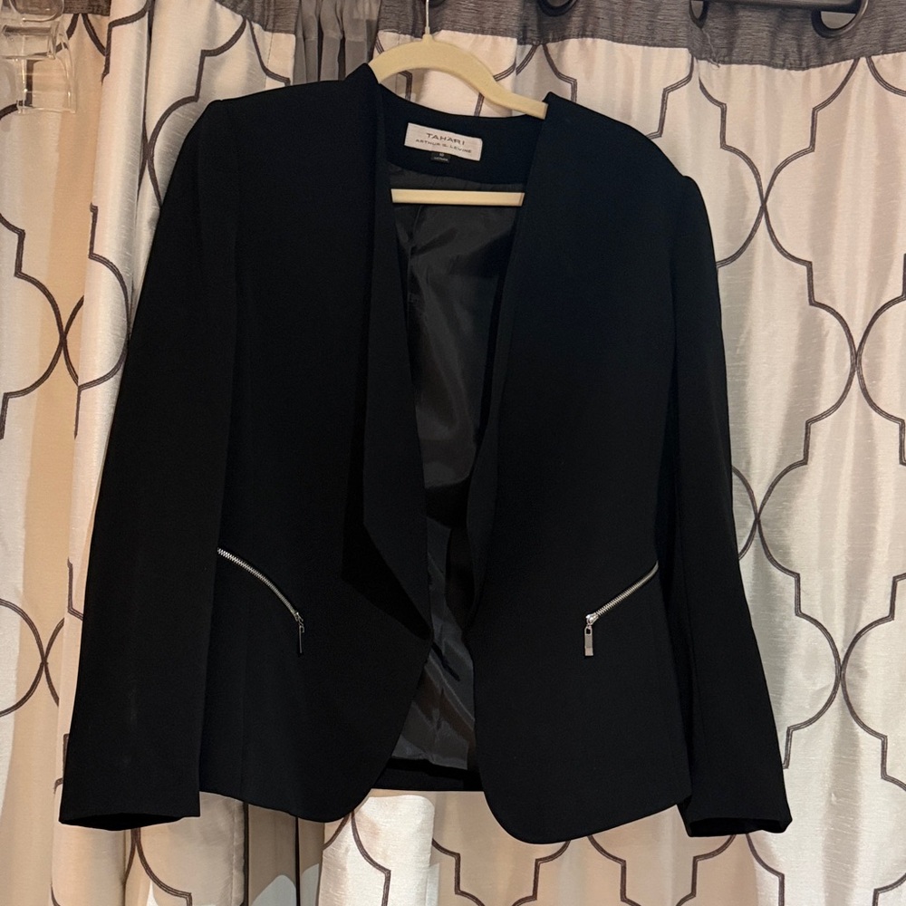 Black Blazer with Zipper Accents